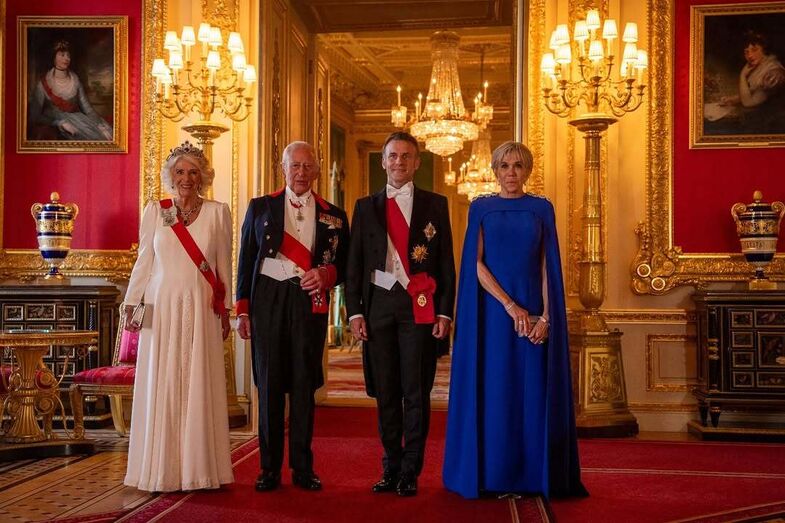 Rei Carlos III recebe Emmanuel Macron e Brigitte Macron em visita de Estado no Reino Unido