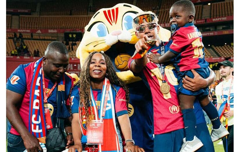 Lamine Yamal celebra vitória com família