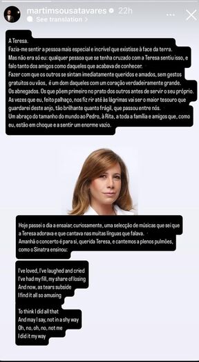 Martim Sousa Tavares recorda Teresa Caeiro com carinho