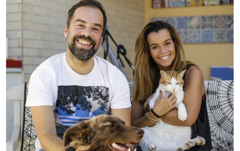 Luís Filipe Borges e Sara Santos com animais de estimação antes da separação