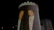 Trump e Epstein projetados no Castelo de Windsor durante visita ao Reino Unido