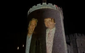 Imagens de Trump e Epstein projetadas no Castelo de Windsor durante visita do presidente dos EUA ao Reino Unido criam embaraço