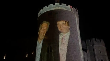 Imagens de Trump e Epstein projetadas no Castelo de Windsor durante visita do presidente dos EUA ao Reino Unido criam embaraço