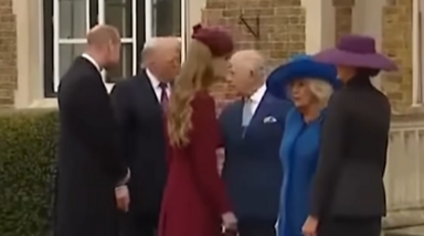Queen Camilla and Princess Kate have been caught in a tense moment as they welcomed the Trumps._.mp4