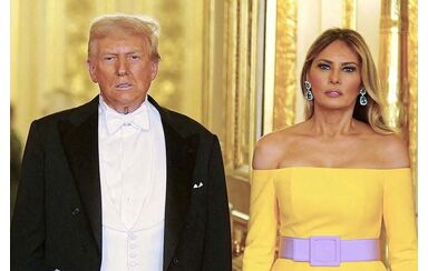Melania Trump e Donald Trump no Castelo de Windsor, recebidos por Carlos III e Camilla