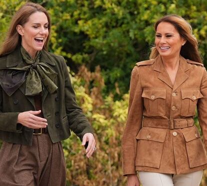 Kate Middleton e Melania estreiam looks de outono em encontro real