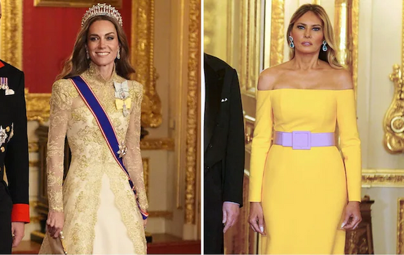 Kate Middleton e Melania Trump em banquete real