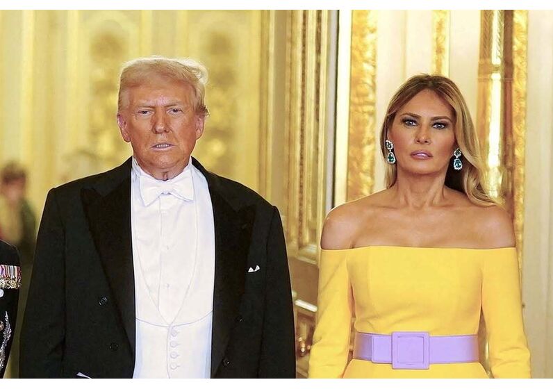 Melania Trump e Donald Trump no Castelo de Windsor, recebidos por Carlos III e Camilla