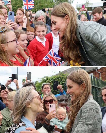 Kate Middleton homenageia William com fato "príncipe de Gales" em visita à fábrica