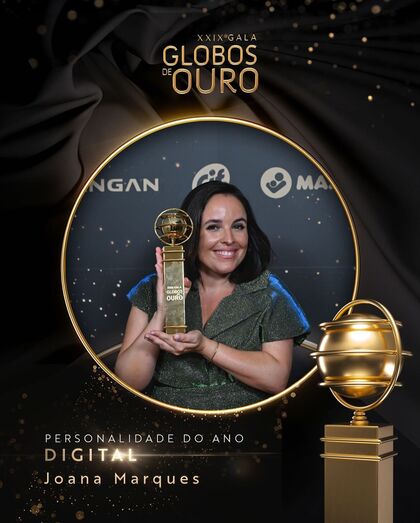 Joana Marques recebe prémio de Personalidade Digital do Ano nos Globos de Ouro