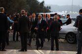 O Presidente Marcelo Rebelo de Sousa e o primeiro-ministro Luís Montenegro à chegada às cerimónias fúnebres de Francisco Pinto Balsemão nos Jerónimos, em Belém