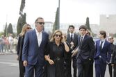 A viúva de Francisco Pinto Balsemão, Mercedes Balsemão, à chega ao Mosteiro dos Jerónimos para o funeral do marido