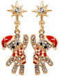 Brincos dourados Bijou Brigitte com estrelas e bonecos natalícios