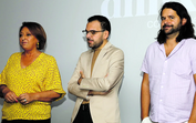 A apresentadora Maya, o autor Rúben Pacheco Correia e o realizador Ruben Lopes