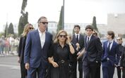 A viúva de Francisco Pinto Balsemão, Mercedes Balsemão, à chega ao Mosteiro dos Jerónimos para o funeral do marido