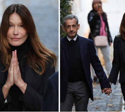 Dor estampada no rosto. A emoção de Carla Bruni ao despedir-se de Sarkozy à entrada para a prisão