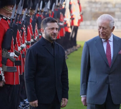 De visita ao Reino Unido, Zelensky encontra-se com o rei Carlos III no Castelo de Windsor