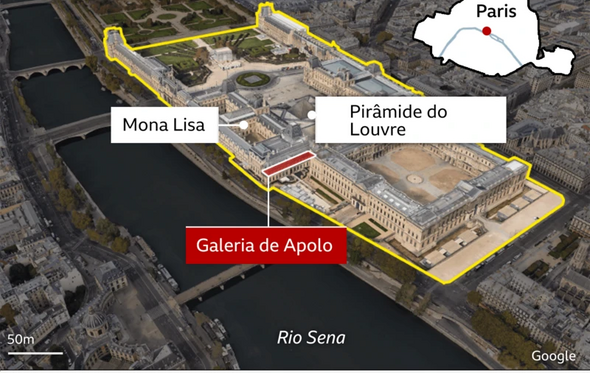 Roubo de joias avaliadas em 88 milhões de euros na Galeria de Apolo, no Louvre