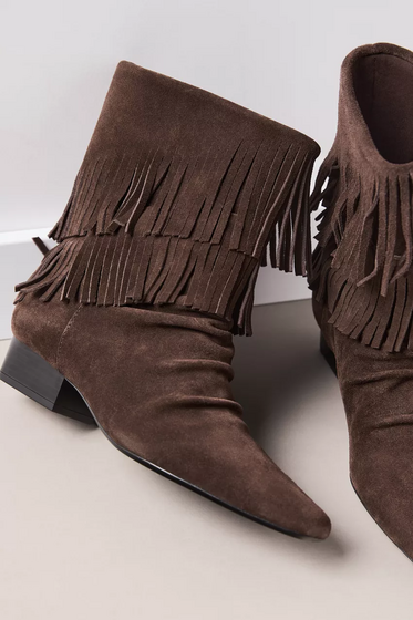 Botins rasos de pele com franjas - Stradivarius - 69,9€