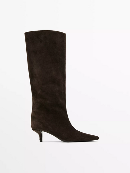 Botas de croute com tacão - Massimo Dutti - 179,00 €