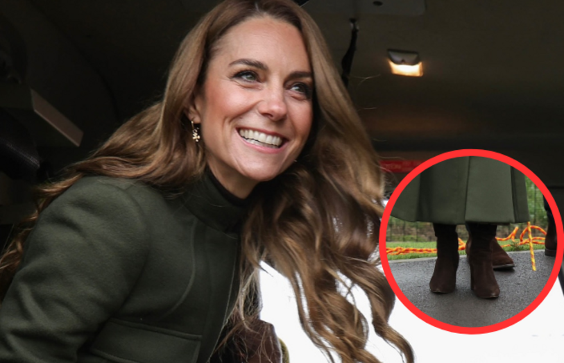 Kate Middleton usa botas de camurça castanhas durante visita à Irlanda