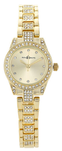 Relógio dourado da Bijou Brigitte com detalhes brilhantes