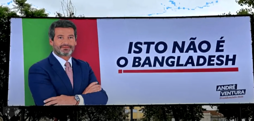 Cartaz de André Ventura com mensagem sobre o Bangladesh gera polémica