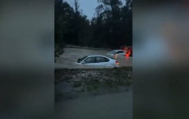 Depressão Cláudia não dá tréguas! Carros debaixo de água em estrada de Sesimbra