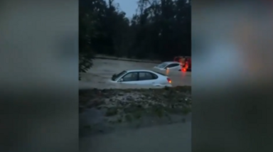 Depressão Cláudia não dá tréguas! Carros debaixo de água em estrada de Sesimbra