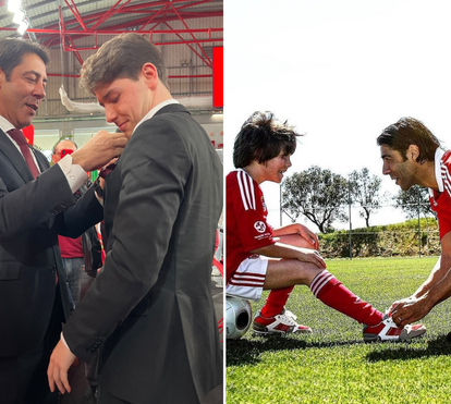 O maior apoiante de Rui Costa! Filho mais novo mostra-se ao lado do pai em dia decisivo