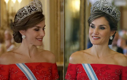 Letizia com a tiara Flor-de-Lis