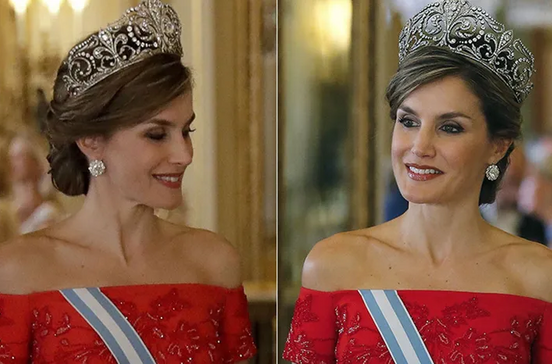 Letizia com a tiara Flor-de-Lis