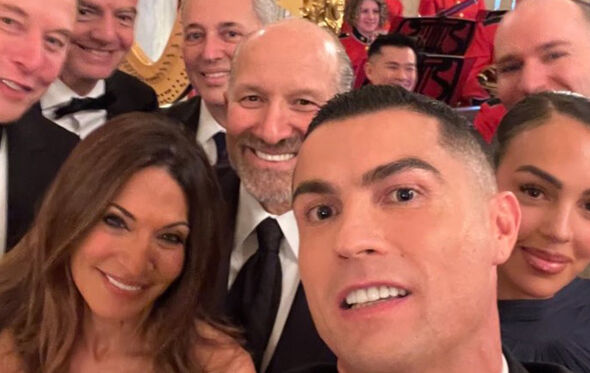 Cristiano Ronaldo com Elon Musk e Infantino na visita à Casa Branca