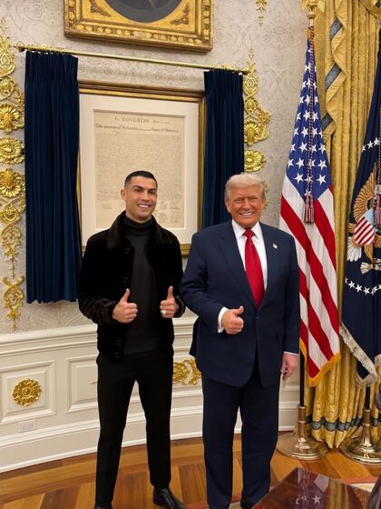Cristiano Ronaldo e Donald Trump juntos na Casa Branca
