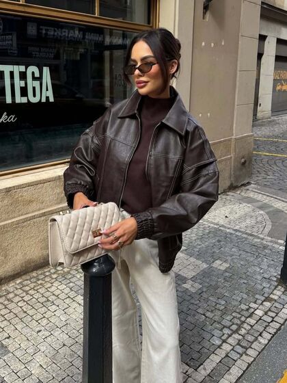 Se é para gastar dinheiro então invista na peça-estrela da temporada: o blusão de pele castanha