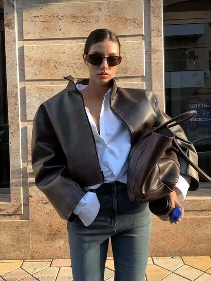 Se é para gastar dinheiro então invista na peça-estrela da temporada: o blusão de pele castanha