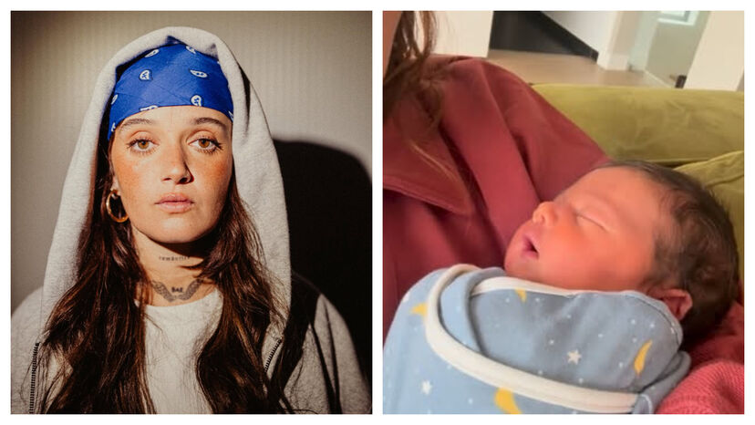 Carolina Deslandes e o filho Sebastião