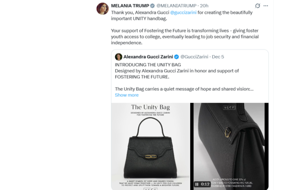 A publicação de Melania Trump