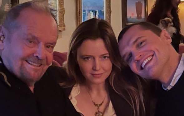Jack Nicholson com os filhos, Lorraine e Ray, no mesmo jantar