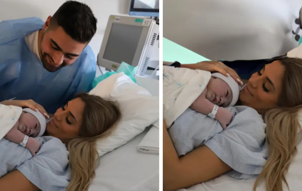 O antes o depois da fotografia de Liliana Filipa e Daniel Gregório no nascimento de Santi