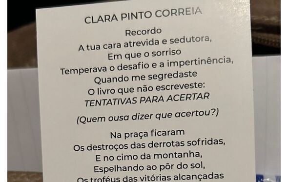 Texto de homenagem a Clara Pinto Correia partilhado pela irmã Margarida Pinto Correia
