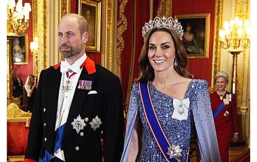 Os príncipes de Gales William e Kate no banquete real
