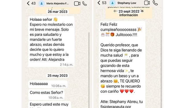 Algumas das mensagens publicadas por Julio Iglesias