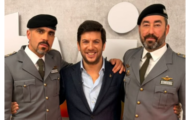 'Chicão' com os instrutores Andrade e Joaquim, da 1.ª Companhia