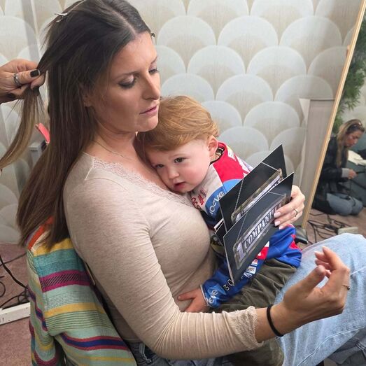 Maria Botelho Moniz com Vicente nos bastidores de '1ª Companhia'