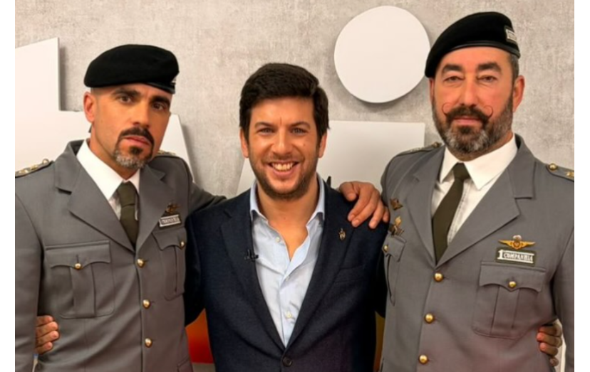 'Chicão' com os instrutores Andrade e Joaquim, da 1.ª Companhia