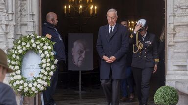 Marcelo Rebelo de Sousa no funeral de António Lobo Antunes, no Mosteiro dos Jerónimos
