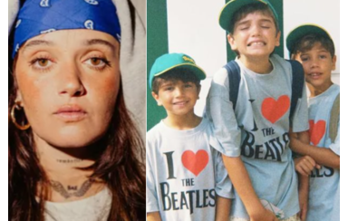 Carolina Deslandes e os três filhos mais velhos