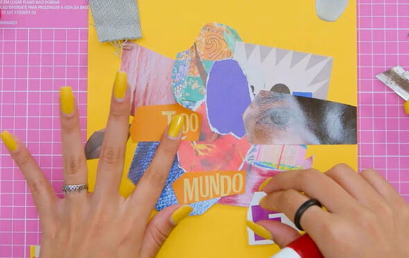 Colagem artística com recortes de "tudo" e do "mundo"