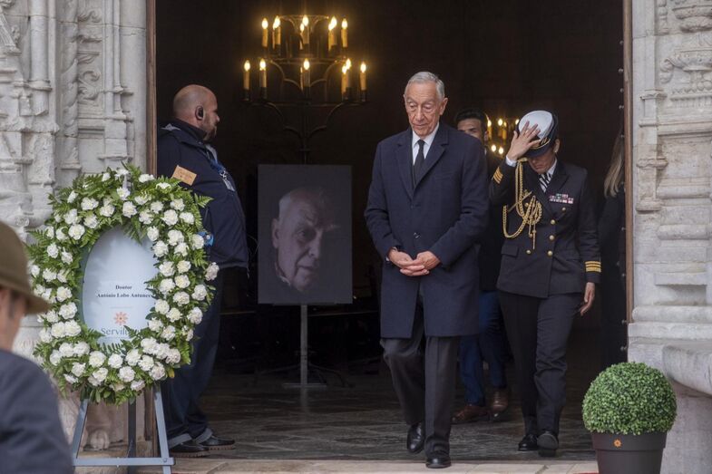 Marcelo Rebelo de Sousa no funeral de António Lobo Antunes, no Mosteiro dos Jerónimos